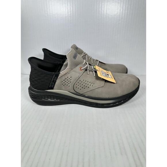Size 9.5 Skechers Men's Slip-Ins Gray Cement Black Relaxed Fit Slade-Macklin NEW - Picture 2 of 9